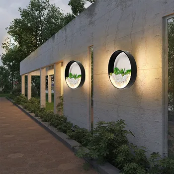 2021 Új, Modern Művészet, Növény, Kültéri IP65 Vízálló LED Fal Világítás Kerti verandán Gyertyatartó Fény Fekete Gyertyatartó Lámpatest 96v 220V