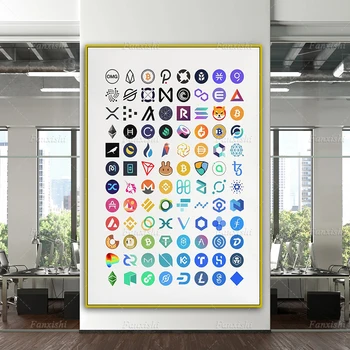 A Bitcoin Fizetőeszköz Logó Ethereum Vászon Poszter Északi Iroda Falára Művészi Nyomatok Képek, Modern Nappali Dekor Festés