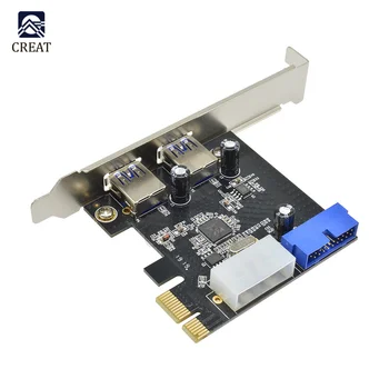 PCI 2 Port, Express USB 3.0-ás Front Panel, 4-Pin & 20 Pin-Kártya Adapter 5Gbps Sebesség 4-pin Molex tápkábel-N-Play-DIY