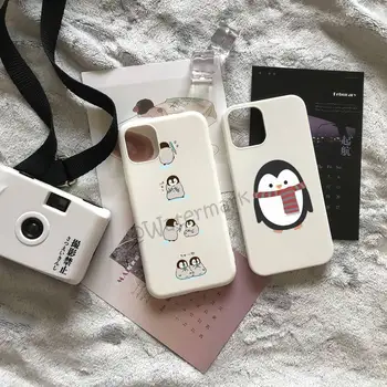 Pingvin Vágott Telefon tok IPhone 12 11 Pro Max Xs Xr X 6 6 7 8 Plusz Candy Fehér Szín Borító