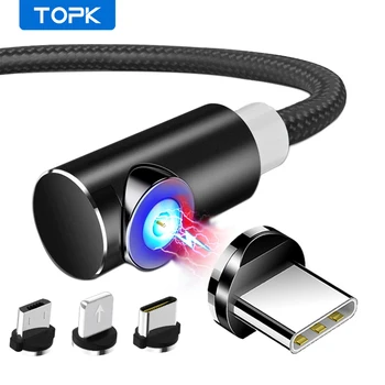TOPK AM51 1M 2M Mágneses Mikro USB-Kábel iPhone Samsung USB C Típusú Kábel Mágneses Töltés USB Kábel C Mobil Telefon Kábelek