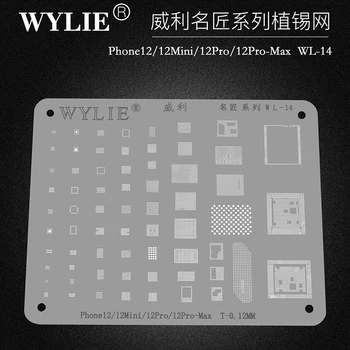 Wylie WL-14 BGA Reballing Stencil iPhone 12/12 Mini/12 Pro Max A14-es Baseband CPU Nand USB Töltő WiFi U2 Hatalom PMIC IC Chip