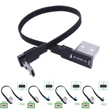 0.05 M-1M Szuper Lapos, rugalmas Fel &Le & Balra & Jobbra Könyök 90 Fokos USB-Micro USB-Férfi-USB férfi Adatok Díjat csatlakozó Kábel