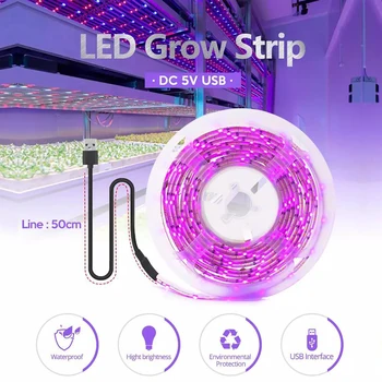0.5/1/2/3m USB Phytolamps Nő Könnyű Szalag LED 5V Lefejthető Beltéri Növény Szalag Rugalmas Öntapadó Növekvő Lámpa