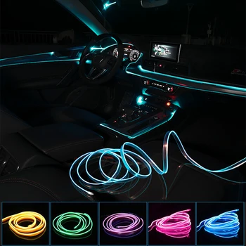 1/2/3/5M Autó Belső Világítás Környezeti levegőbe Neon LED Szalag Lámpa Automatikus Dekoráció USB LED Szalag Lámpa Jég Kék, Piros, Fehér