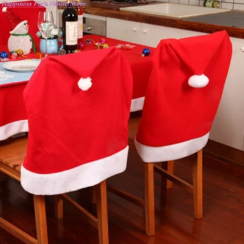 1 Karácsony Mikulás Pamut szék fedelet, nem szőtt táblázat red hat szék hátlap Karácsonyi Xman otthon dekoráció 60cmX50cm