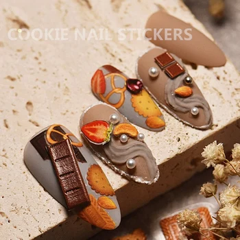 1 Lap Cookie Staberry Köröm 5D Matricák Gyümölcs Köröm Matricák Csokoládé Manikűr Tervezési DIY Narancs 3D Tartozékok