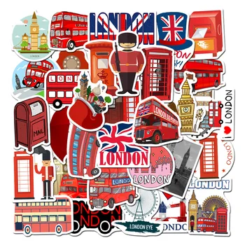 10/30/50PCS Klasszikus Piros Busz telefonfülke, London, Anglia, Piros Laptop Csomagtartóban Matrica Nagykereskedelmi