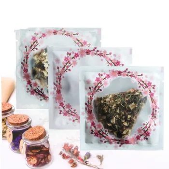 100 Aranyos színes matt, átlátszó, lapos zseb gyümölcs tea-virágok független kis műanyag táska