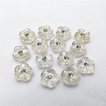 100-as 15MM Átlátszó Tiszta Virág Gombok Strasszos Diamante Gyémánt Központ