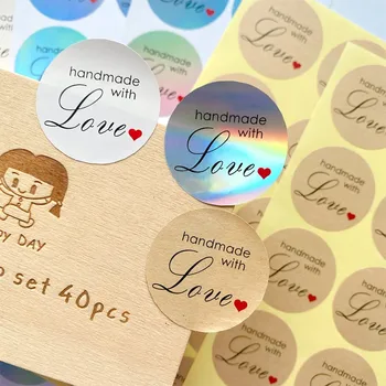 100-as Kerek Átlátszó Tömítő Matrica Kézzel készített szeretettel Sütés Csomagolás Esküvői Dekoráció DIY Album Label