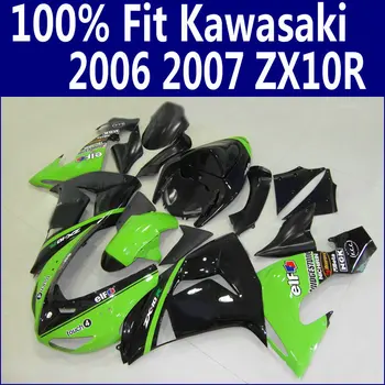 100% - ban alkalmas a Kawasaki burkolat Ninja ZX 10R 2006 2007 fekete zöld ABS spoiler készlet ZX10R 06 07 HJ10 +7 ajándékok