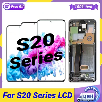 100% Eredeti Super AMOLED LCD Kijelző Samsung Galaxy S20 G980F G980F/DS S20 Plusz G985F S20 Ultra Touch Képernyő Digitalizáló