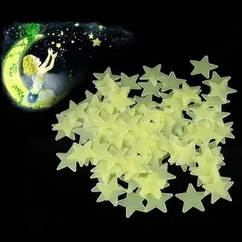 100/zsák 3cm Világít a Sötétben Játékok Világító Csillag Matricát Hálószoba Kanapé Fluoreszcens Festés Játék PVC Matricák Gyerek Szoba