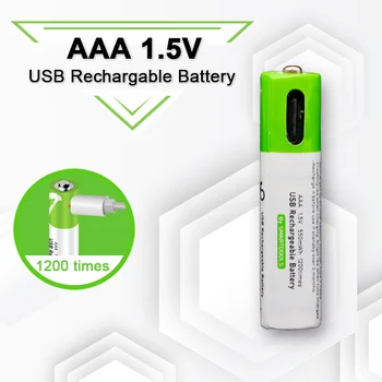 100% Új, Magas Kapacitás 1,5 V AAA 550 mWh USB-C-Típusú Újratölthető Li-ion Akkumulátor, Távirányító Vezeték nélküli Egér + Kábel