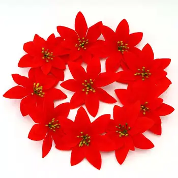 10db Nagy Selyem Mesterséges Rózsa Virág Fejét Flanel Haza Esküvői Dekoráció Scrapbook DIY karácsonyfa Tartozékok
