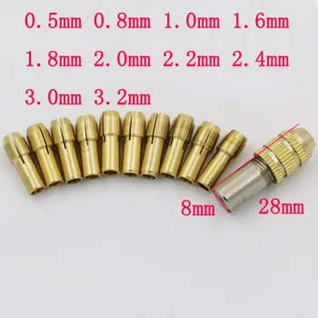 11PCS/Set Réz Gyakorlat Collet Chuck Bit 0.5-3.2 mm 2.21 mm Szár Csavar Dió helyett Dremel Forgó Eszköz