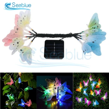 12 LED-es Napelemes Pillangó Optikai Tündér String Fények, Vízálló Karácsonyi Kerti Ünnepi Dekorációs Világítás