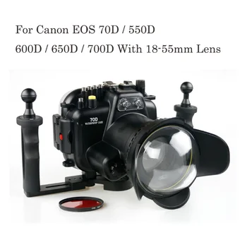 130FT/40M Víz alatti Mélység Búvárkodás Esetében a Canon 70D 550D 600D 650D 700D 18-55mm Objektív Vízálló Kamera Ház Fedelét Doboz