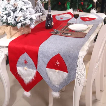 175*35cm Új Santa Claus, Hímzett Terítő Karácsonyi Dekorációs asztali Futó Konyhai Asztalt Borító Dekoráció