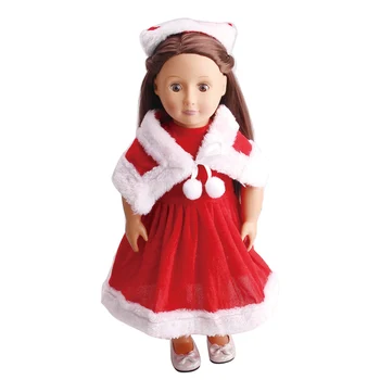 18 inch Lányok baba Ruhák Piros Karácsonyi ruha Amerikai újszülött szoknya Baba játékok illik 43 cm-es baba babák c43