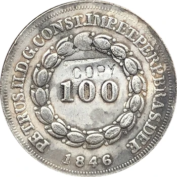 1846-ban Brazília 100 Reis érmék MÁSOLAT