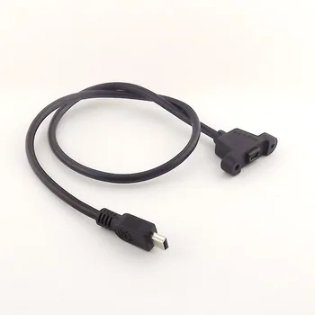 1db 1FT 30cm/1.5 FT 50cm Mini USB 5 Pin Férfi-Nő Panel Mount Hosszabbító Adapter Kábel w/ Csavarok