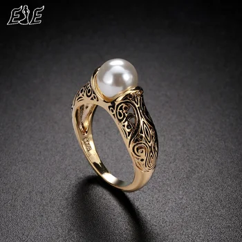 1DB Divat Vintage Gyöngy, Gyűrű, Arany Ékszer, divatékszer, hogy A Király Gyűrű Ajándékot Ad Egy Nő Fél Esküvő Nagy Gyöngy, Ri