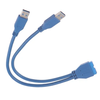 1DB Dual 2 Port USB 3.0 Típusú Férfi-20 Tűs Alaplap Fejléc Férfi kábel Kábel Adapter USB Hosszabbító Kábel Nagyker