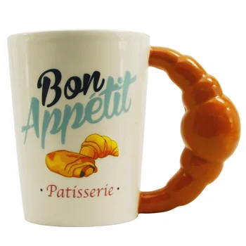 1Piece Sült Kenyér Alakú Bögre 3D francia Cukrászda Kezelni Bögre Croissant-t úgy Tervezték, Tea Csésze Egyedi Ajándék Ötlet