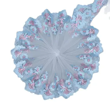 1Yards 91cm Hímzett Virágos Csipke Anyagból 20cm Kék Guipure Csipke Szalag Varrás Trim Esküvői Ruha Csipke Szövet Ruhák, Kézműves LP34