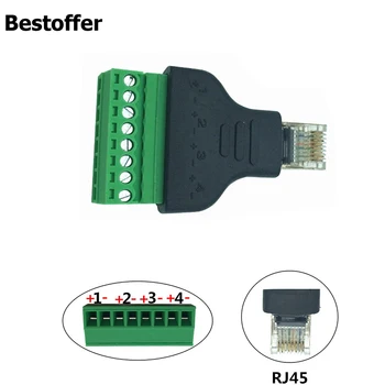 2 Db/csomag RJ45 Ethernet-ferfi Dugja a 8 Tűs AV csatlakozó Csavar Adapter Átalakító Blokk CCTV