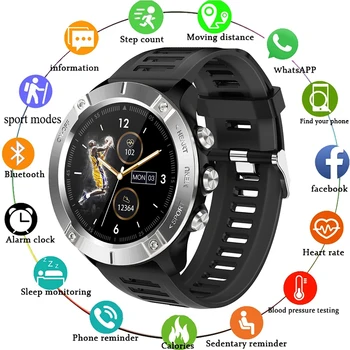 2021-ben Teljes Érintse meg IP68 Vízálló Fekete Intelligens Karóra Férfi Sport Smartwatch Tartós Teljesítmény Fitness Aludni Monitor Órák