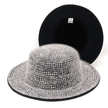2021 strasszos lapos fedora kalap, Panama új éreztem, kalapos férfi jazz kalap fél színpadi kalapos hölgyek fedora kalap шляпаженская