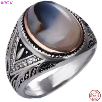 2021 Új Divat Természetes Holdkő S925 Sterling Ezüst Férfi Gyűrű Thai Ezüst Gyűrű, A Férfiak 925 Ezüst Gyűrű