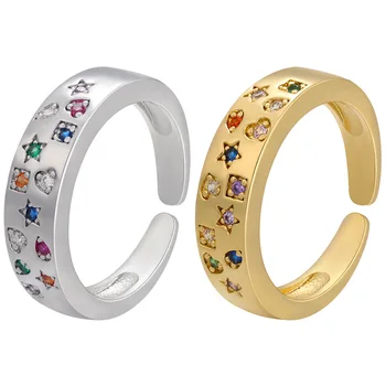 2021New Színes Köbméter Cirkon Nyitó Ujj Gyűrű, Arany, Ezüst Színű, Réz Fém Geometria Gyűrűk, Barátok Finom Ékszerek Ajándékok