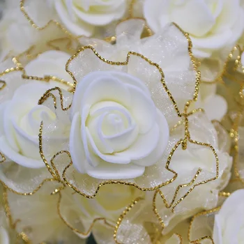 20db 4cm Csillogó Selyem Rojt Hab Virágok DIY Kézzel készített Mesterséges Rózsa Virág Fejek Esküvői Tutu Dekoráció Virágok Fejét