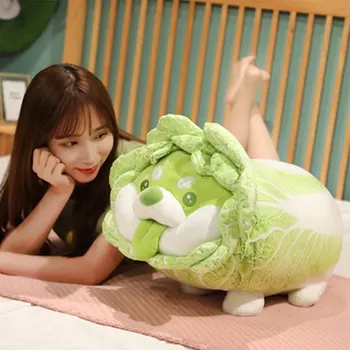 22-55cm Aranyos Japán Növényi Kutya Plüss Játékok Kreatív Kínai Káposzta Shiba Inu Párna Plüss Állat Párna Baba Ajándékok