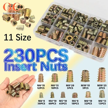 230PCS Választék Helyezze be Nuts Kit M4/M5/M6/M8/M10 Hex Meghajtó Fej Nuts-Cink Ötvözet Doboz