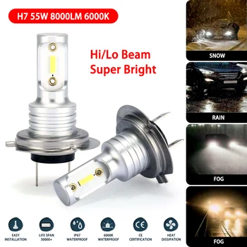 2db H7 led izzók autó fényszóró izzó átalakító Készlet Hi/Lo Sugár 110W 8000LM 6000K Szuper Fényes 1860 led 360° - os Kocsi, lámpák