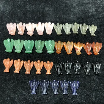 2DB Különböző Anyagok Mini Angyal Feng Shui Csakra Gyógyító Kvarc lakberendezési Kő Kézműves Dekorációs Angyalok Faragványok