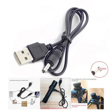 3,5 mm-es USB-DC hálózati Töltő Kábel, Töltő Kábel Vezeték Zseblámpa 18650 Újratölthető Akkumulátor Fej lámpa Zseblámpa fénye