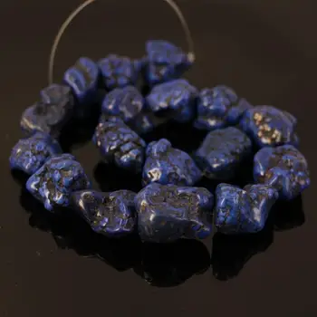 3 szál, Nagy, Sötét Kék, Természetes Nyers Tur quoise Szabadkézi Nugget Gyöngyök,Howlite Kő Kemény Nugget Chips Jewelr Nyaklánc Készítése