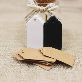 300PCS fekete/barna/Fehér Karton 2*4cm Üres Kagyló Ajándék Tag DIY Lógni Ár Címkék címke üdvözlőlap Kézműves