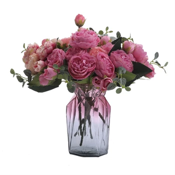 30cm Mesterséges Virág Dekoráció Rózsa, Bazsarózsa Selyem Kis Csokor Flores Fél Tavaszi Esküvői Dekoráció Mariage Hamis Virág