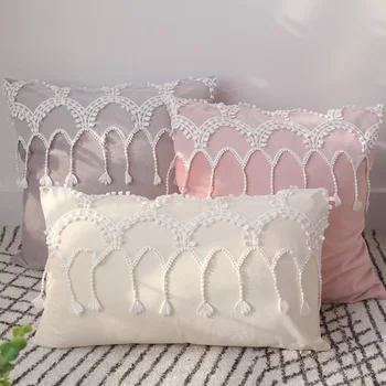 30x50/45x45cm krém fehér/pink/szürke csipke külterületen párnahuzat bársony derék párnahuzat kanapé dekoratív ágyéki párna borító