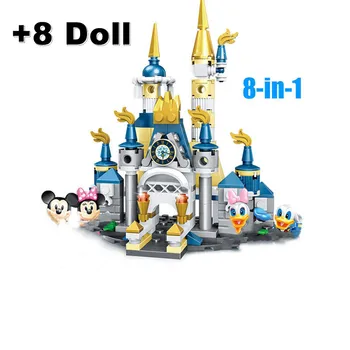 384Pcs Disney Princess Castle Mickey Minnie Egér építőkövei Tégla Donald Kacsa Oktatási Város Játékok Ajándék