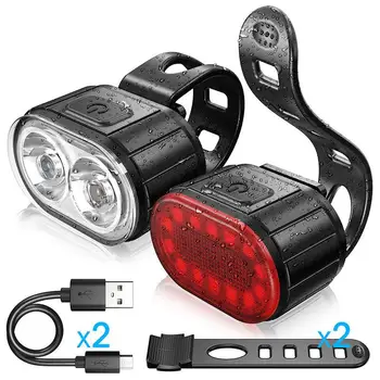 4 Mód 350mAh USB MTB Kerékpár Út Fényszóró 6 Módok 230mAh Újratölthető Kerékpáros Lámpa LED Kerékpár Első Lámpa Fej Lámpa