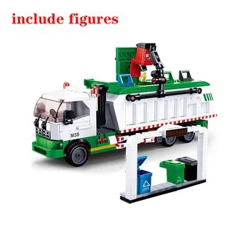 432Pcs Város Szemetet Besorolás Teherautó Autó 100 Kártyák építőkövei Beállítja Brinquedos Playmobil Oktatási Játékok