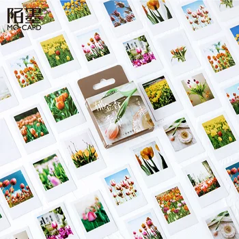 46Pcs/Csomag Aranyos Aranyos Tulipán Virág Mini Matrica Album Napló Scrapbooking Címke Irodaszerek iskolaszerek n901